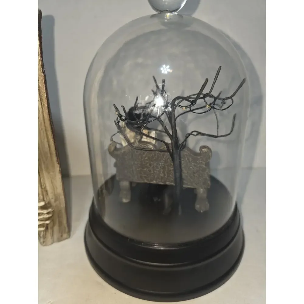 Lot Of 2 Halloween Tabletop Haunted Book And Skeleton Bride and Groom